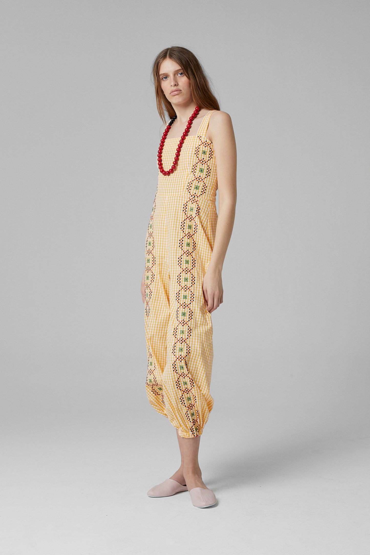 Balloon Punto De Cruz Jumpsuit Yellow