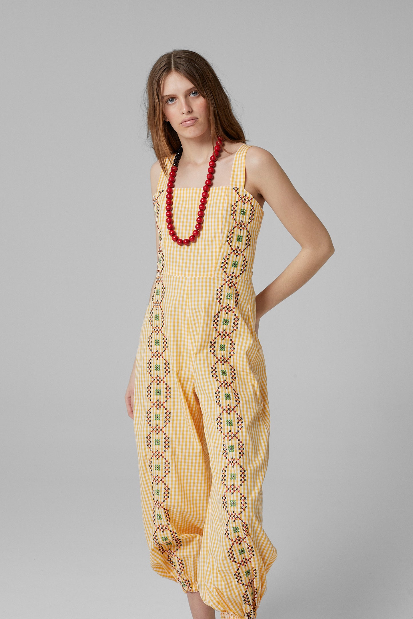 Balloon Punto De Cruz Jumpsuit Yellow