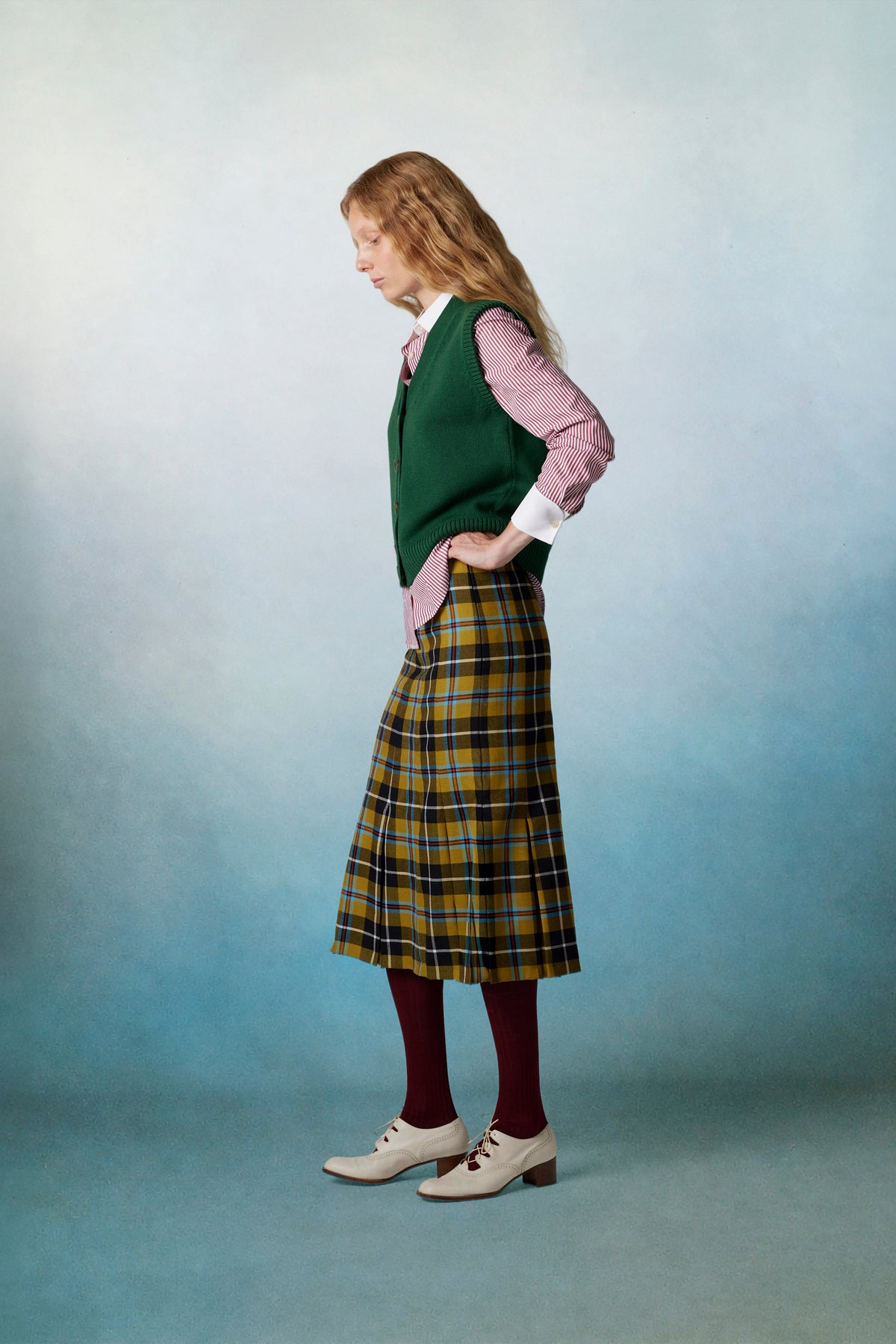 Grace Skirt Mustard Tartan 01