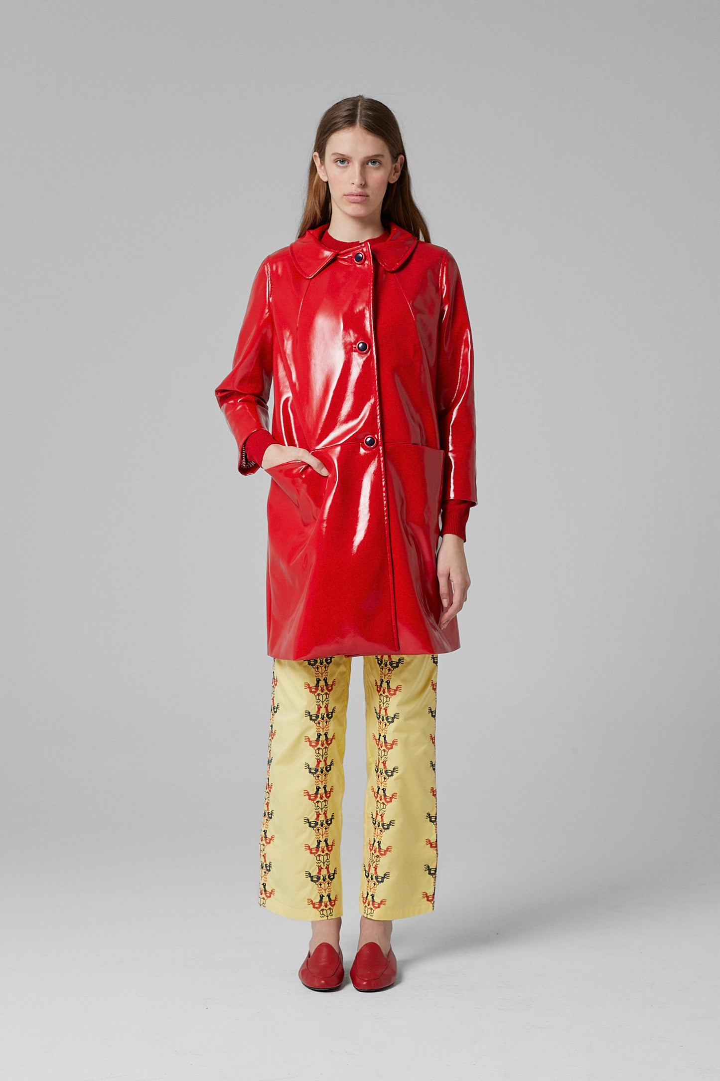 Señorita Out Of School Trench Coat Red
