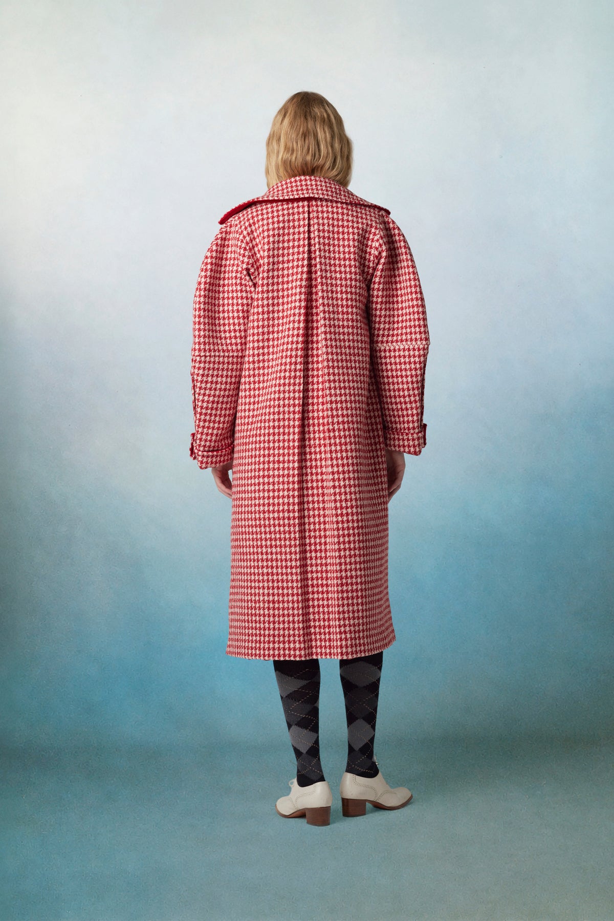 Daisy Wool Coat Check Red