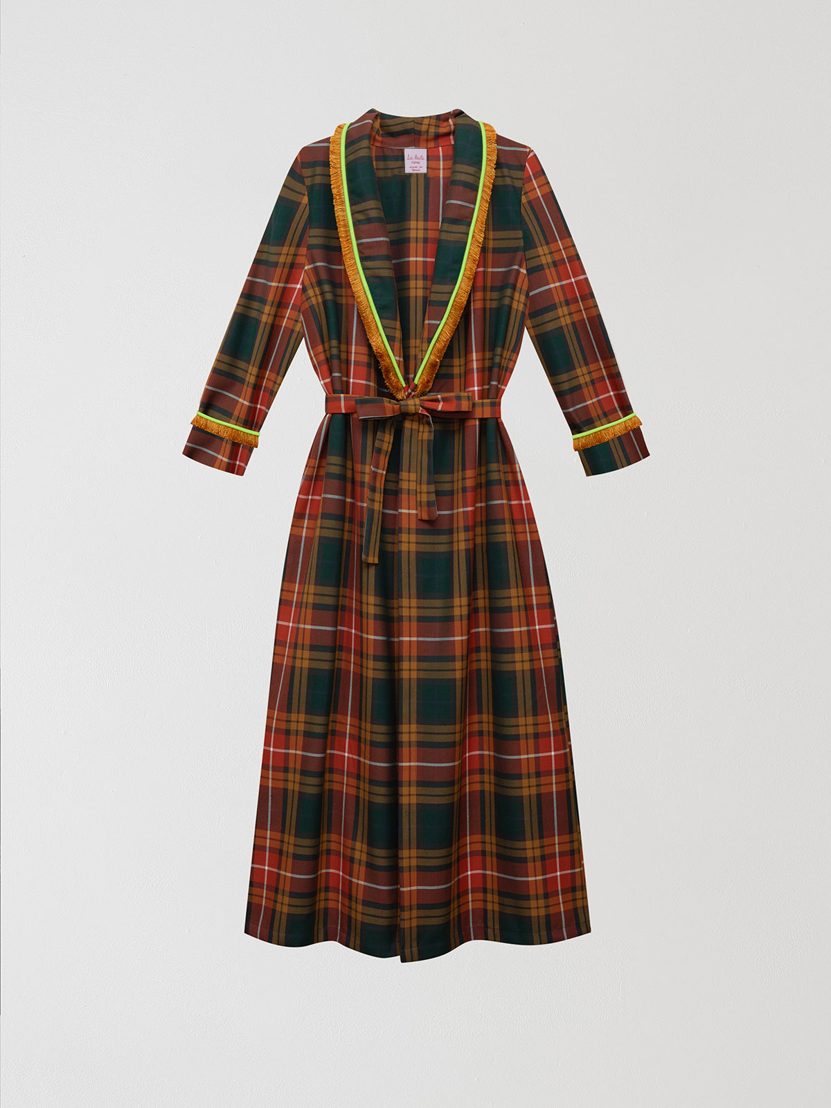 Check Housecoat 01 is a long-sleeved gown with a checkered pattern and a vichy waistband.