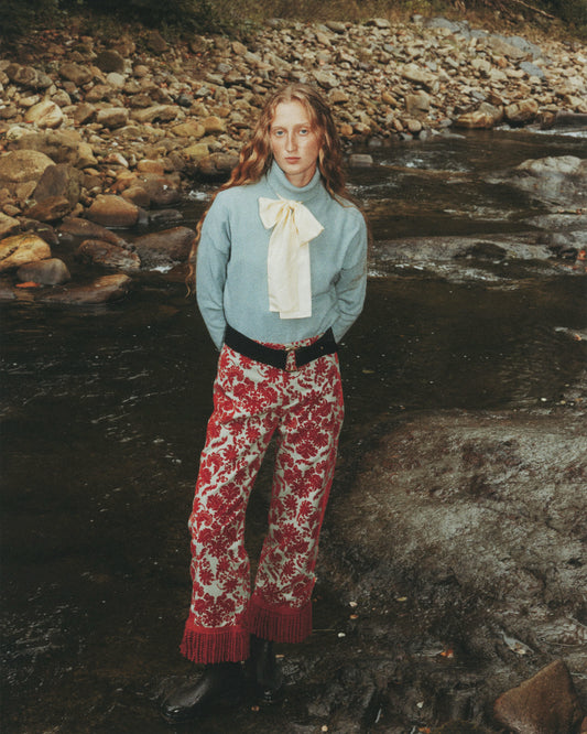 Fringed Jason Wool Pants Green