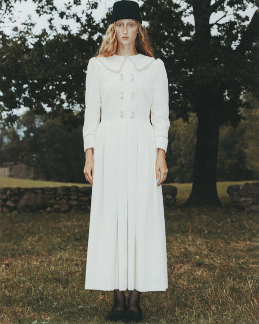 Swan White Velvet Dress