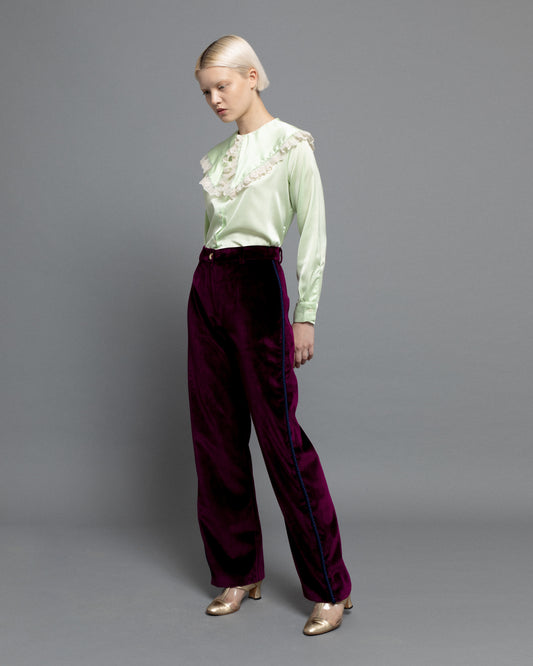 leonor pants velvet aubergine