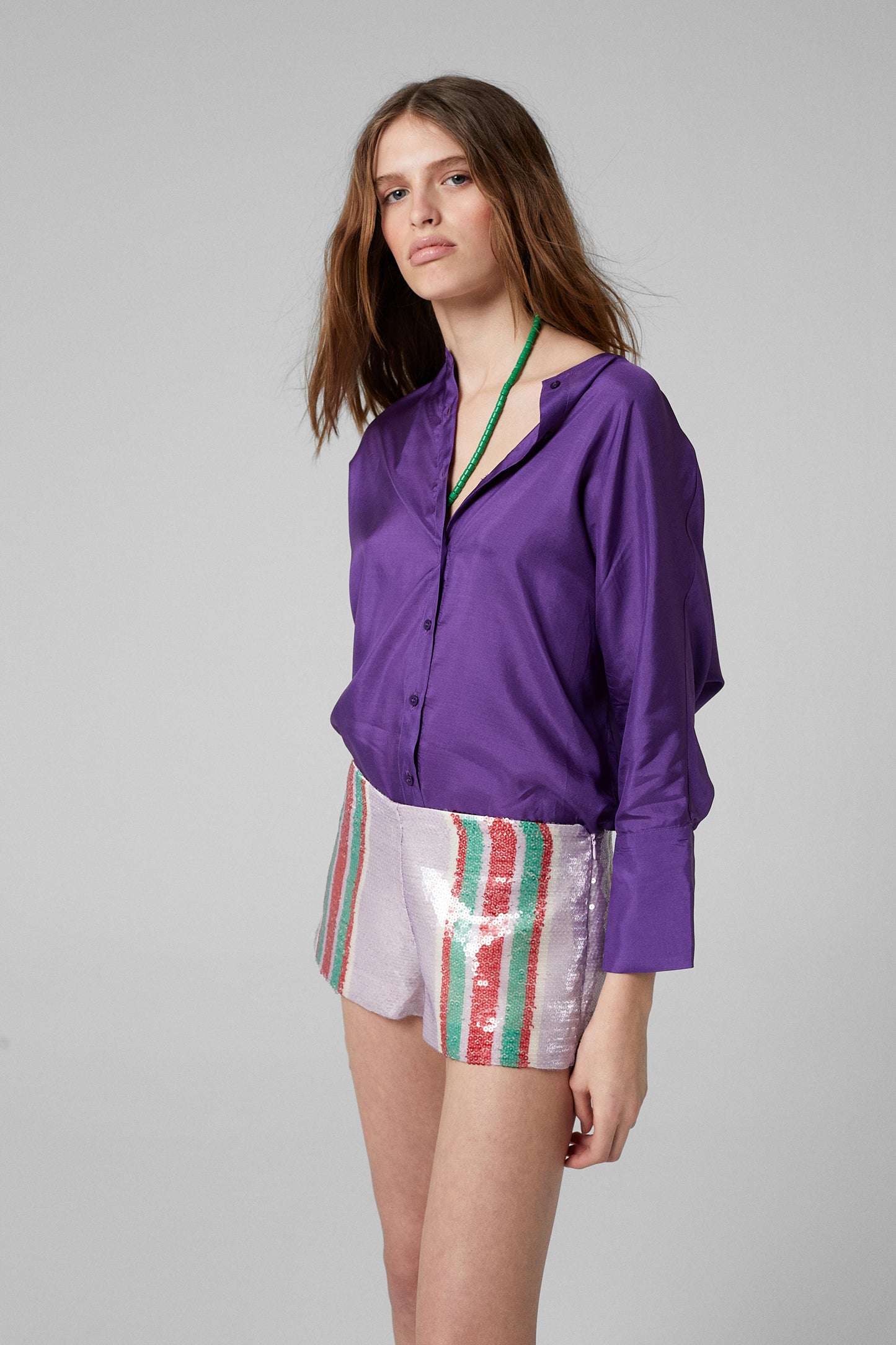 Holiday Silk Shirt Purple