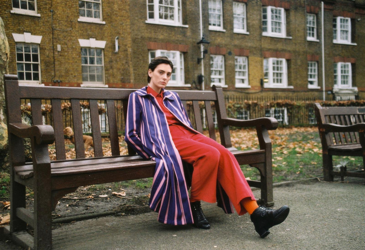 Agatha Coat Striped Purple