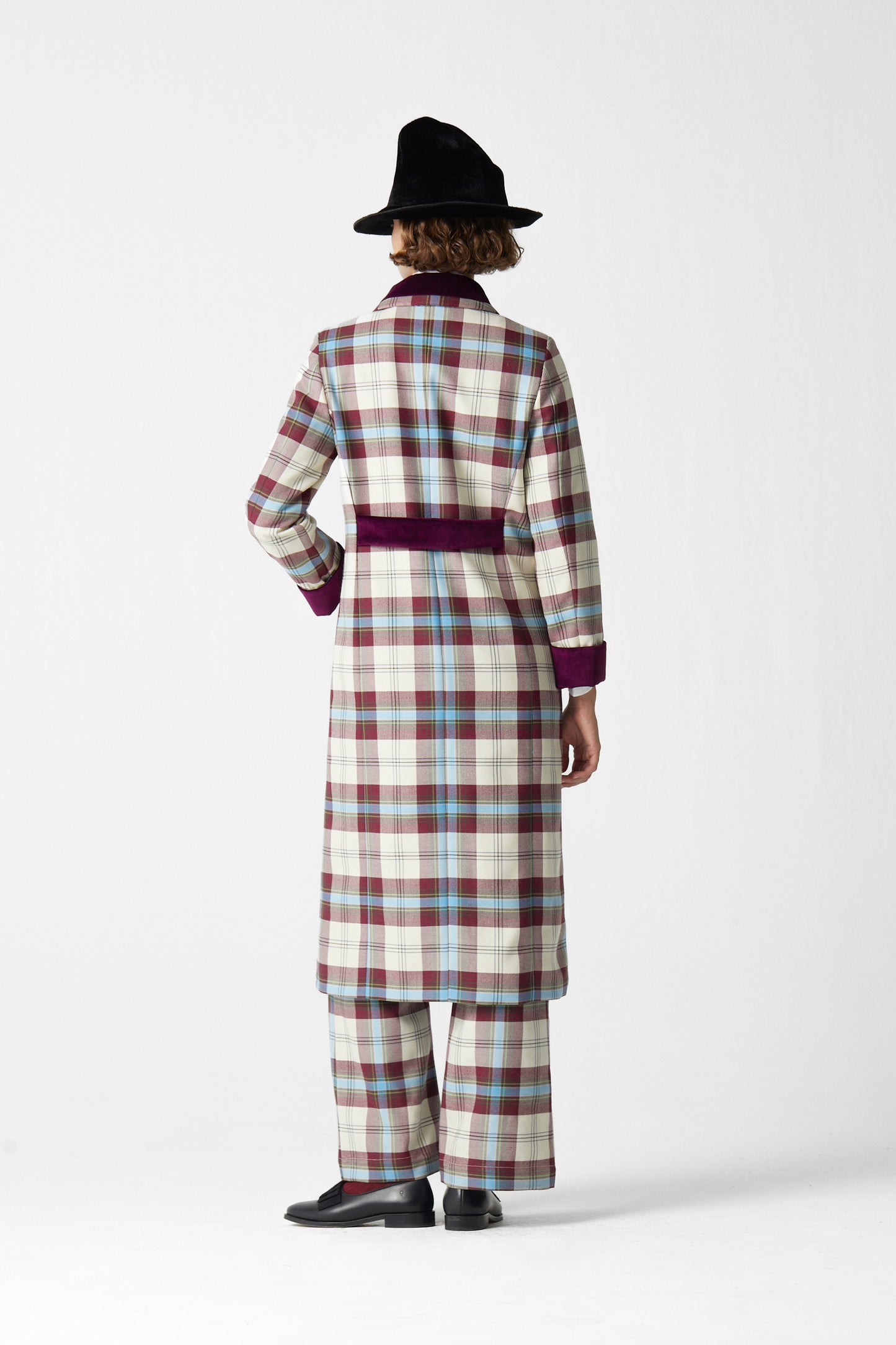 Miranda Coat Tartan Celeste
