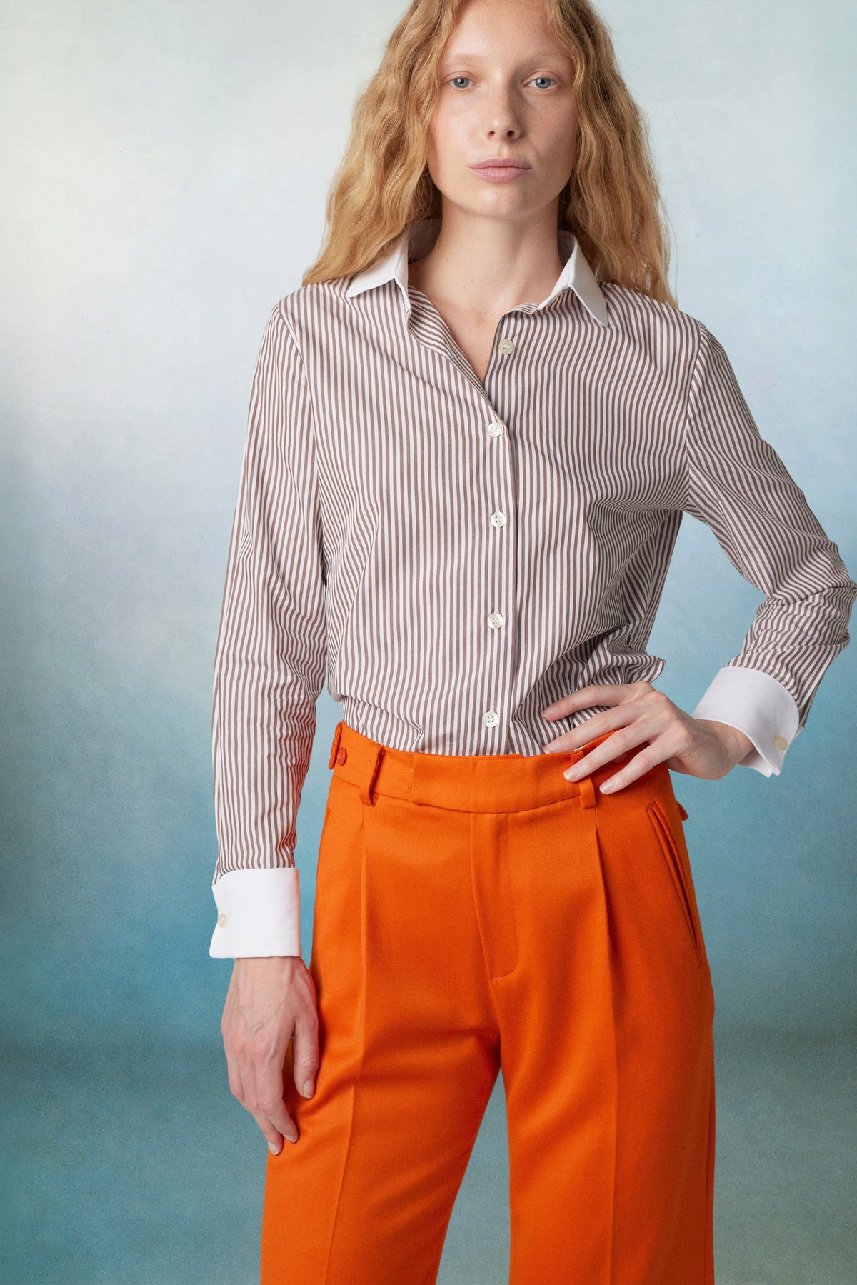 Shelby Shirt Striped Brown