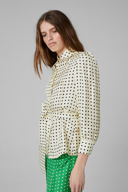 Gina Dots Silk Shirt Off White