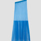 Esmeralda Dress is a long transparent dress made with blue plumeti.