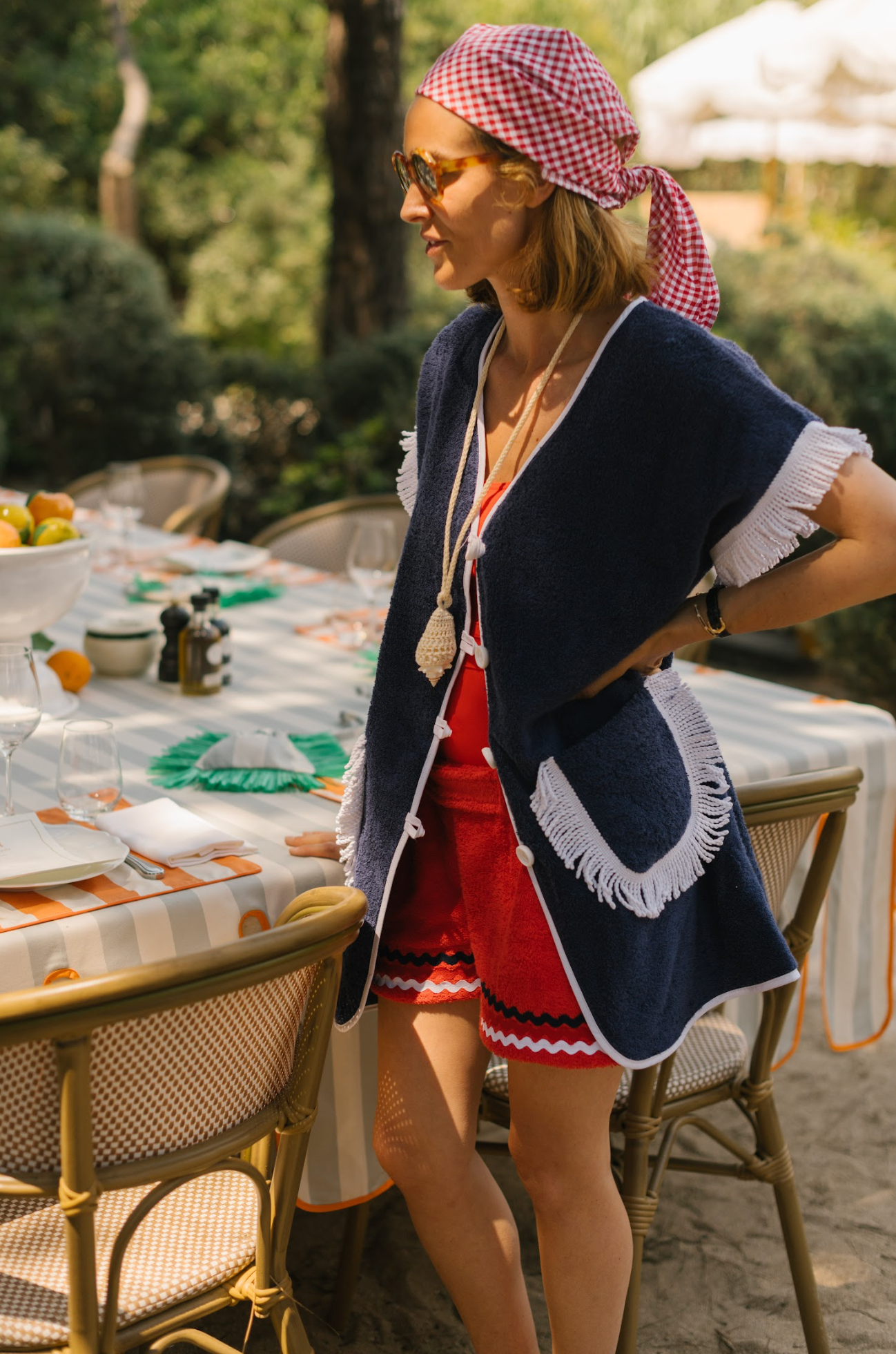 Pitaya Towel Dress Navy And White – La Veste