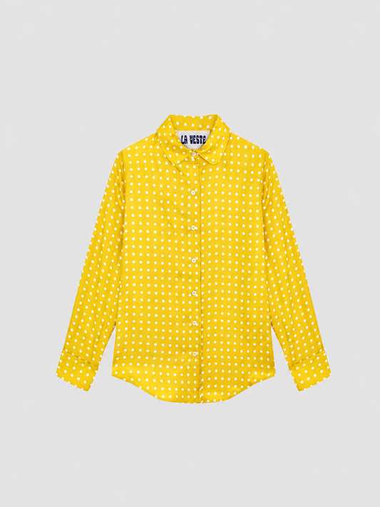 Shelby Silk Polka Dots Shirt Yellow