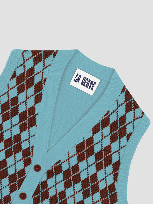 Arlequín Knit Vest Turquoise