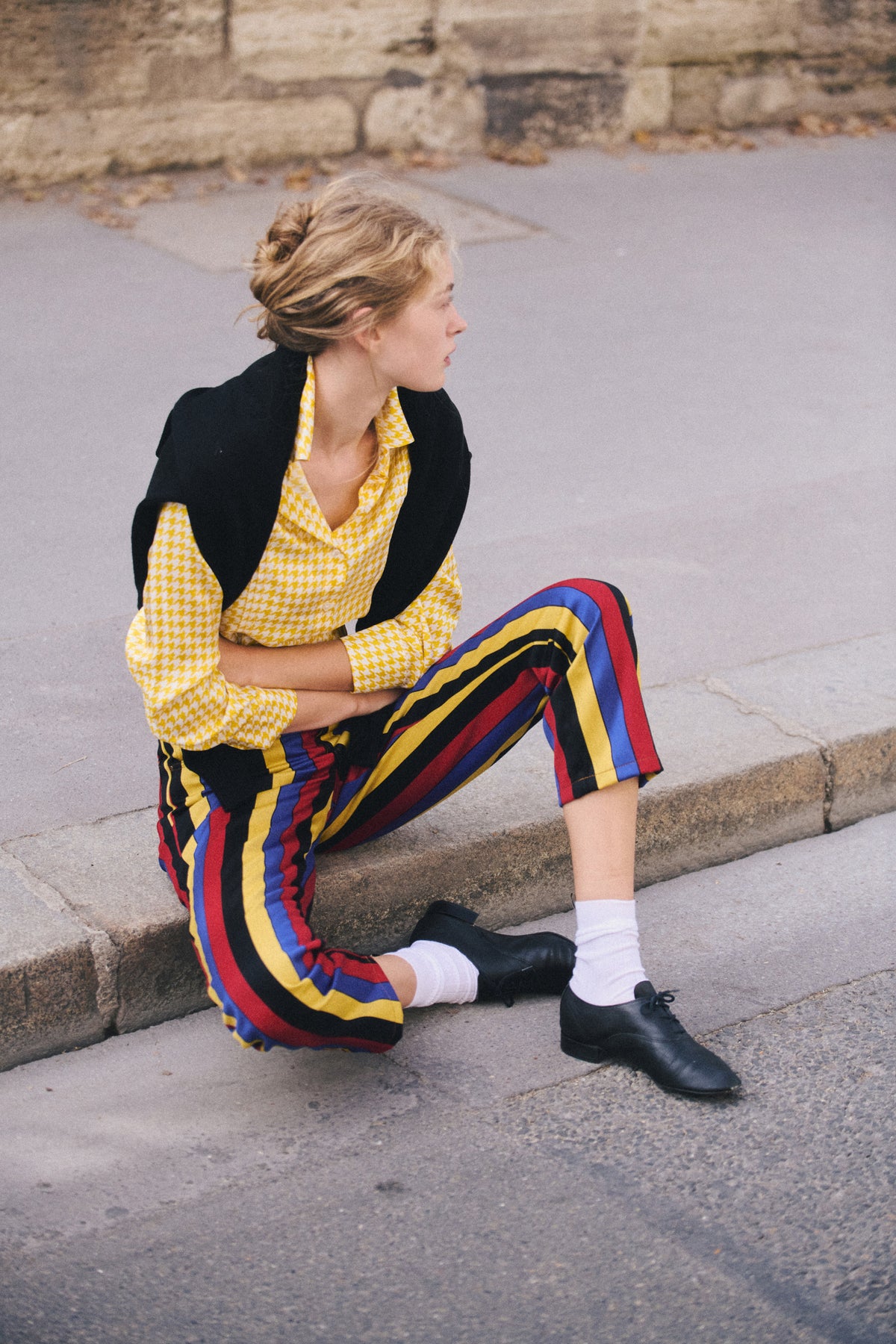 Gina Silk Shirt Check Yellow