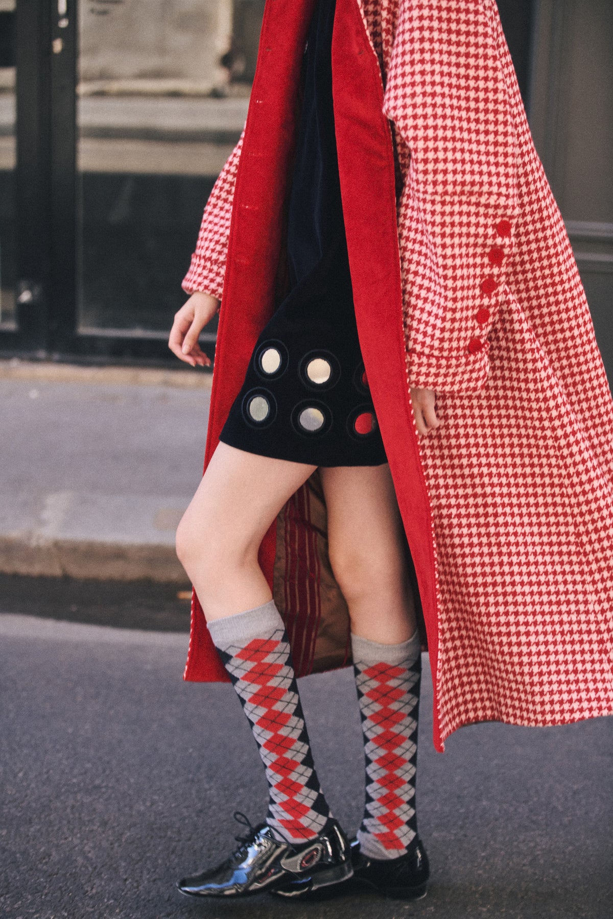 Daisy Wool Coat Check Red