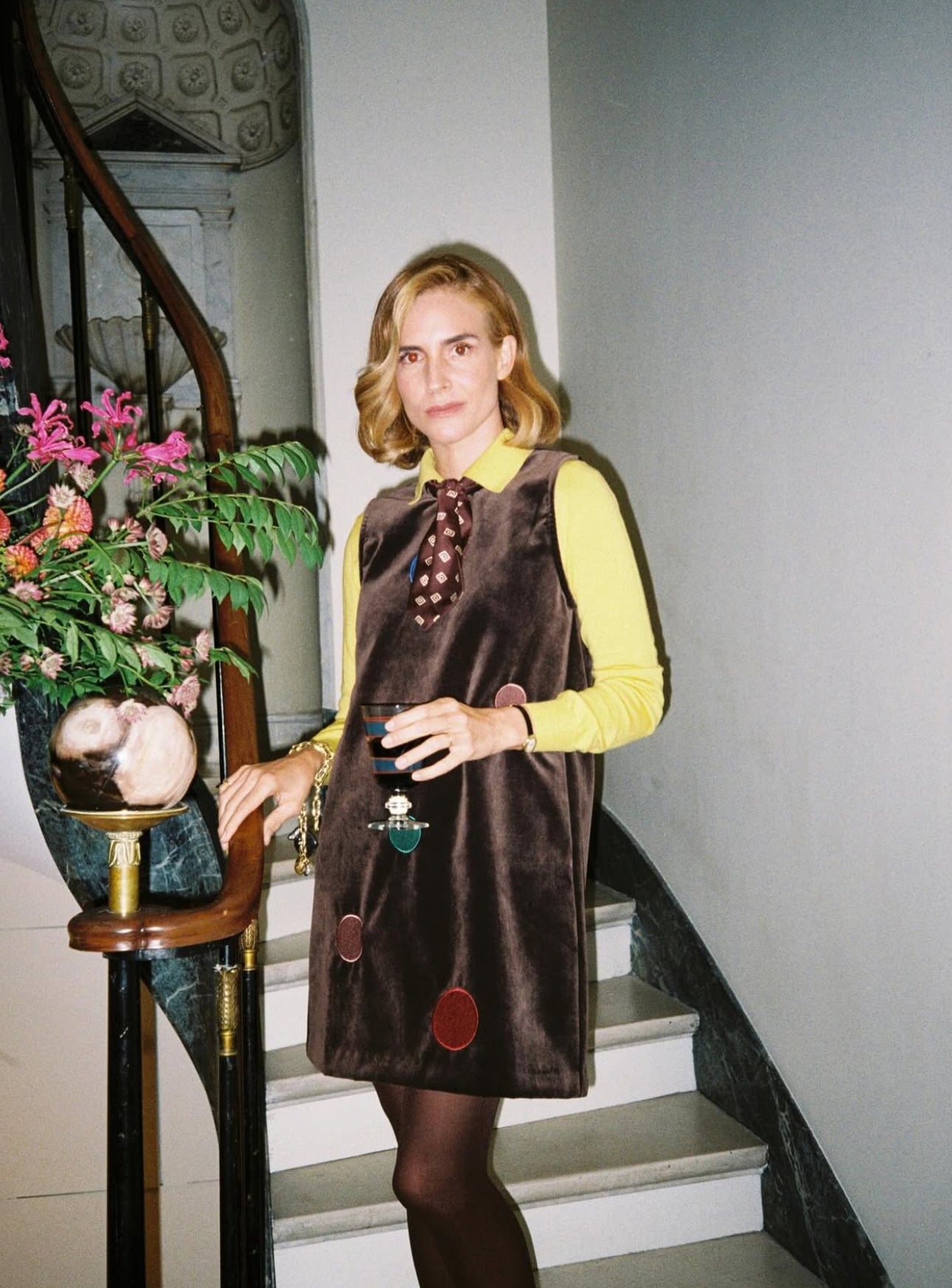 brown velvet dress Wrap V Neckline The velvet fabric offers a luxurious and rich texture Neeka | Brown Velvet Twisted