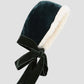 Dark green velvet hood with extra long velvet bow.