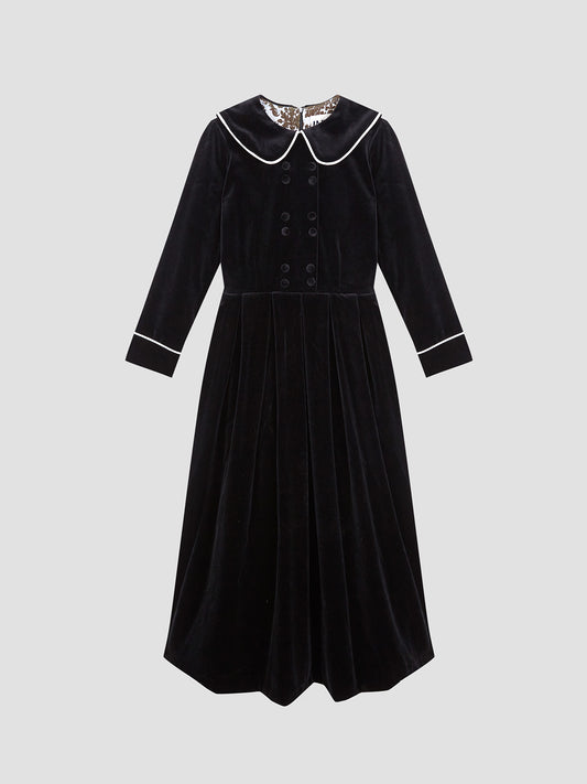 Swan Black Velvet Dress