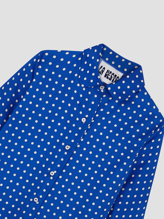 Shelby Silk Polka Dots Shirt Blue
