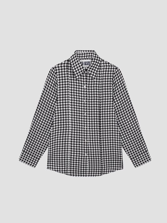 Gina Silk Shirt Check Black