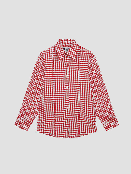 Gina Silk Shirt Check Red
