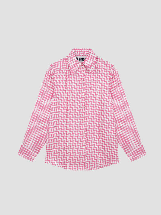 Gina Silk Shirt Check Pink