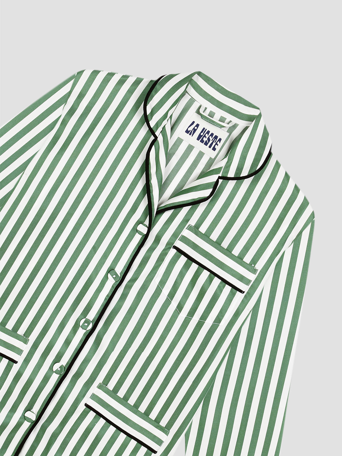 Green striped pyjama with blue lining