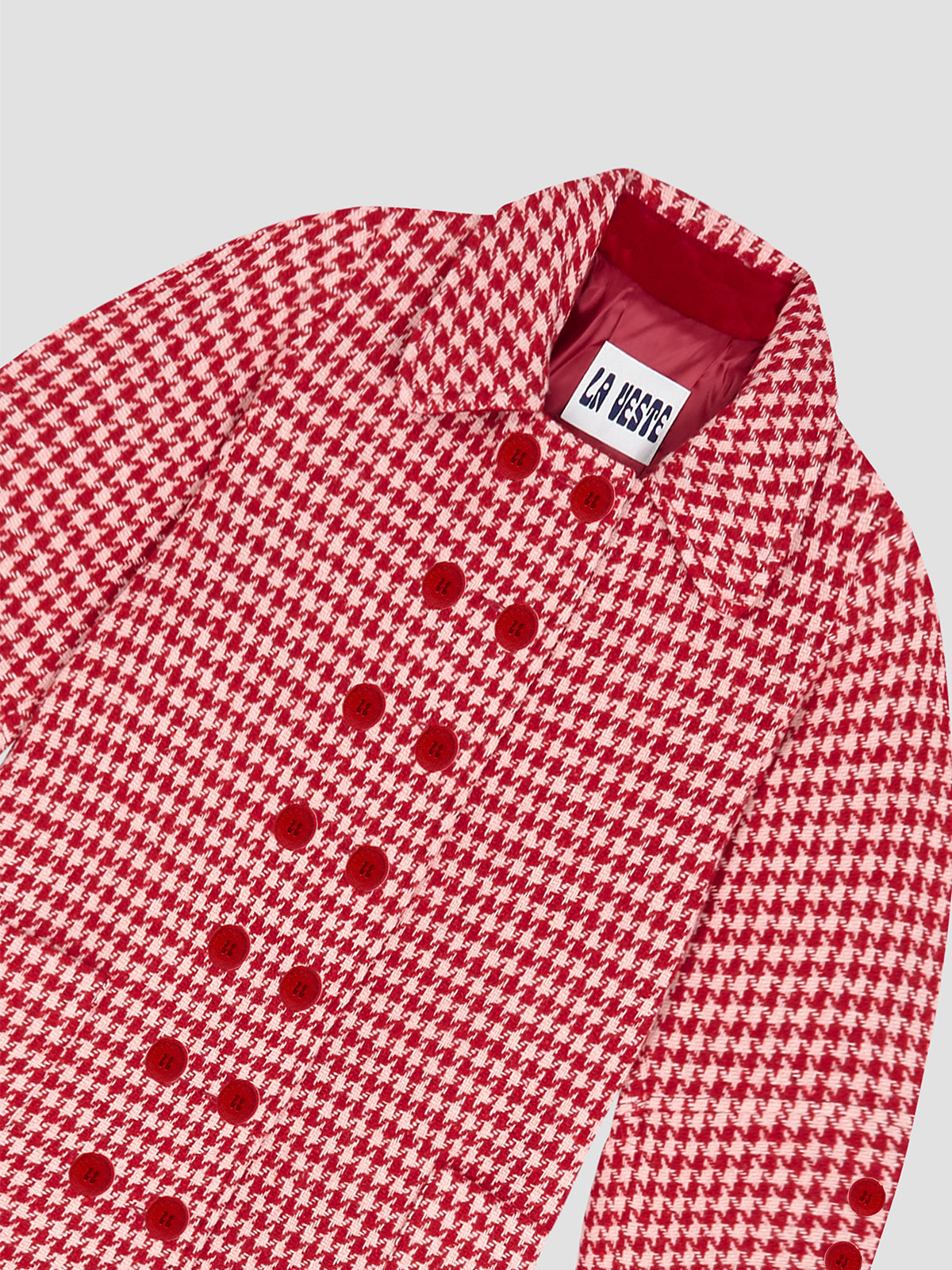 Daisy Wool Coat Check Red