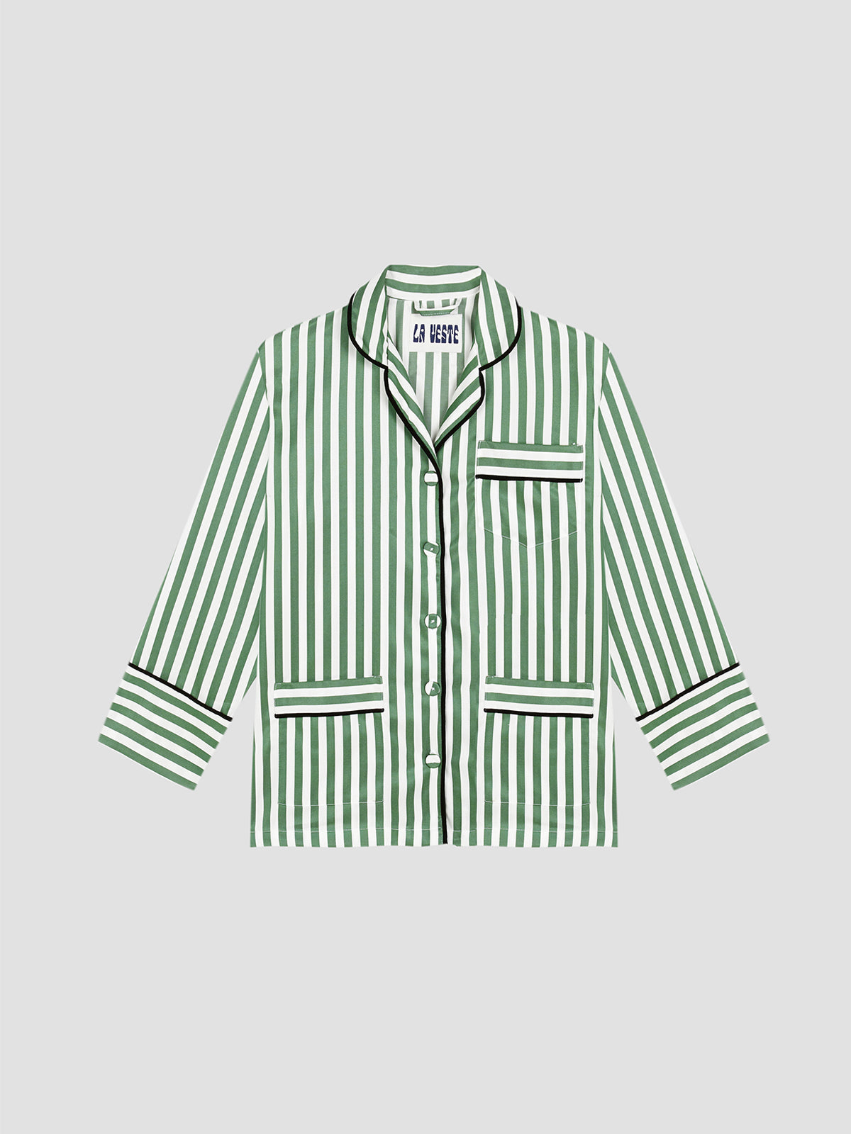 Green striped pyjama with blue lining