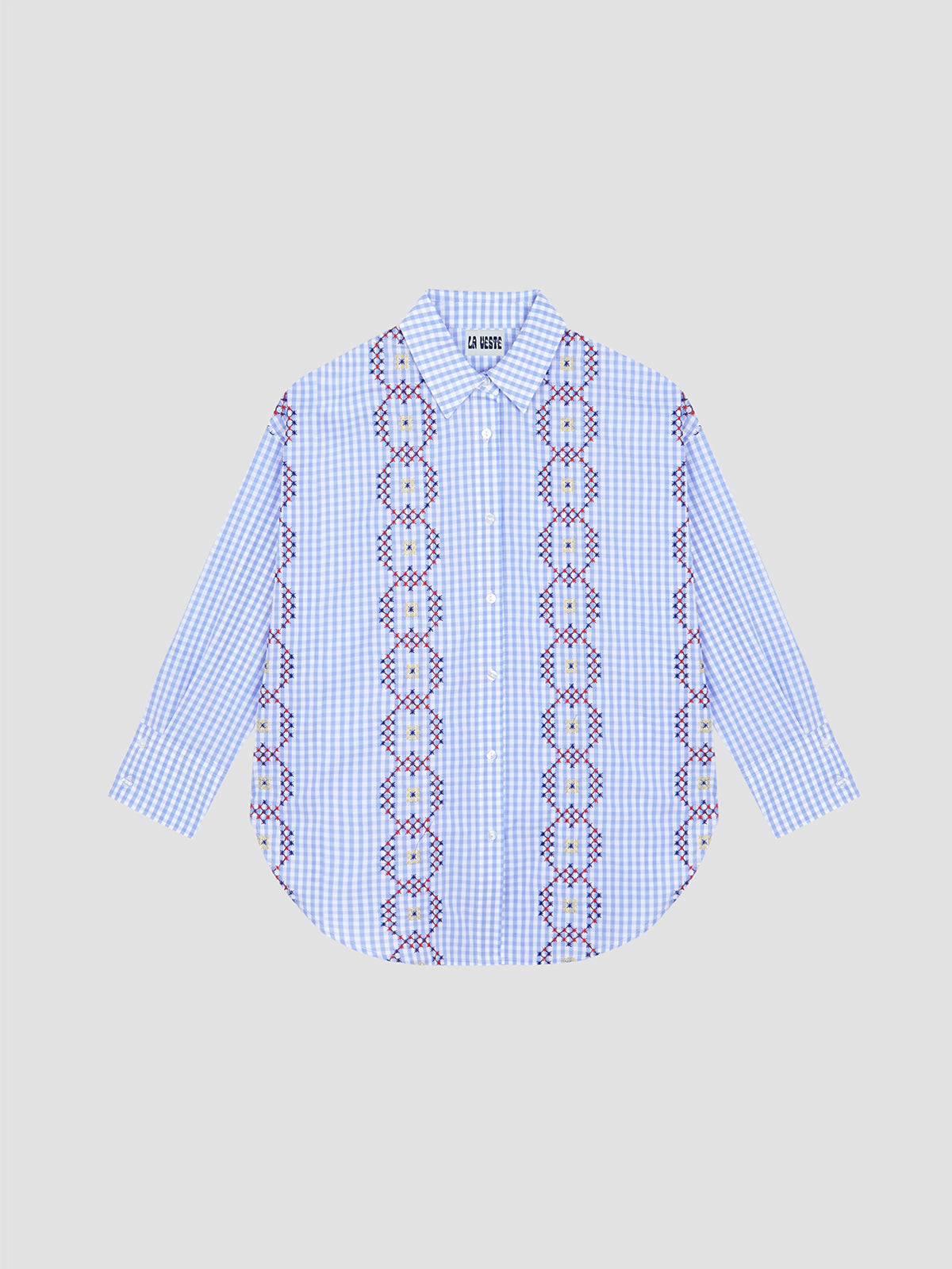 Punto de Cruz Shirt Vichy Celeste