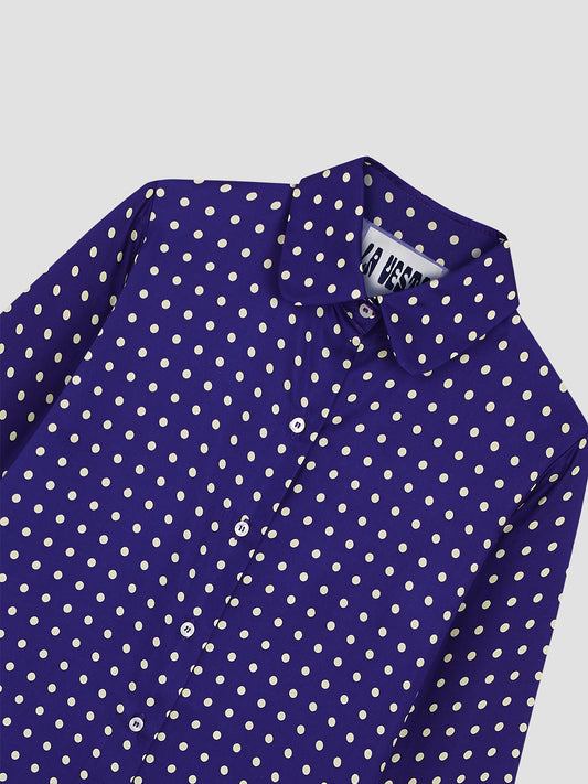 Shelby Silk Polka Dots Shirt Purple