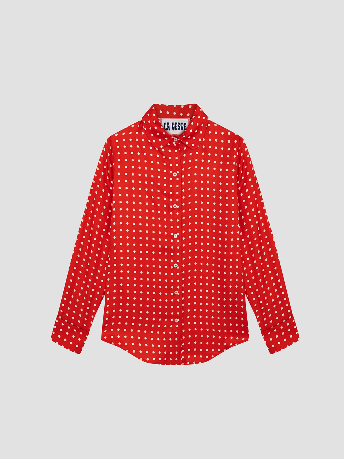 Shelby Silk Polka Dots Shirt Red