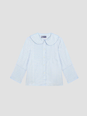 Polka Shirt Silk Celeste