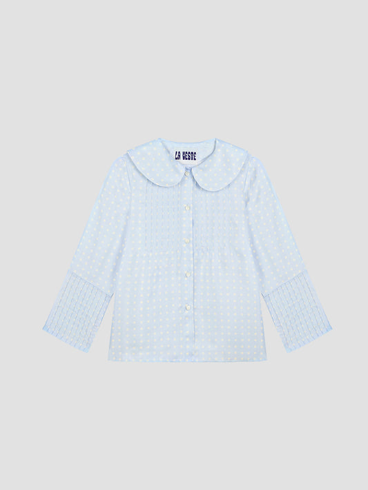 Polka Shirt Silk Celeste