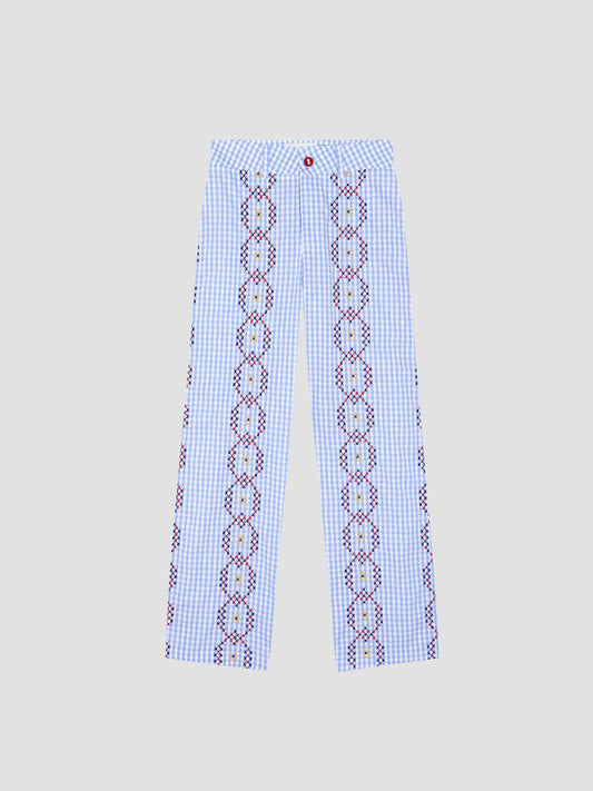 Punto De Cruz Pants Vichy Celeste