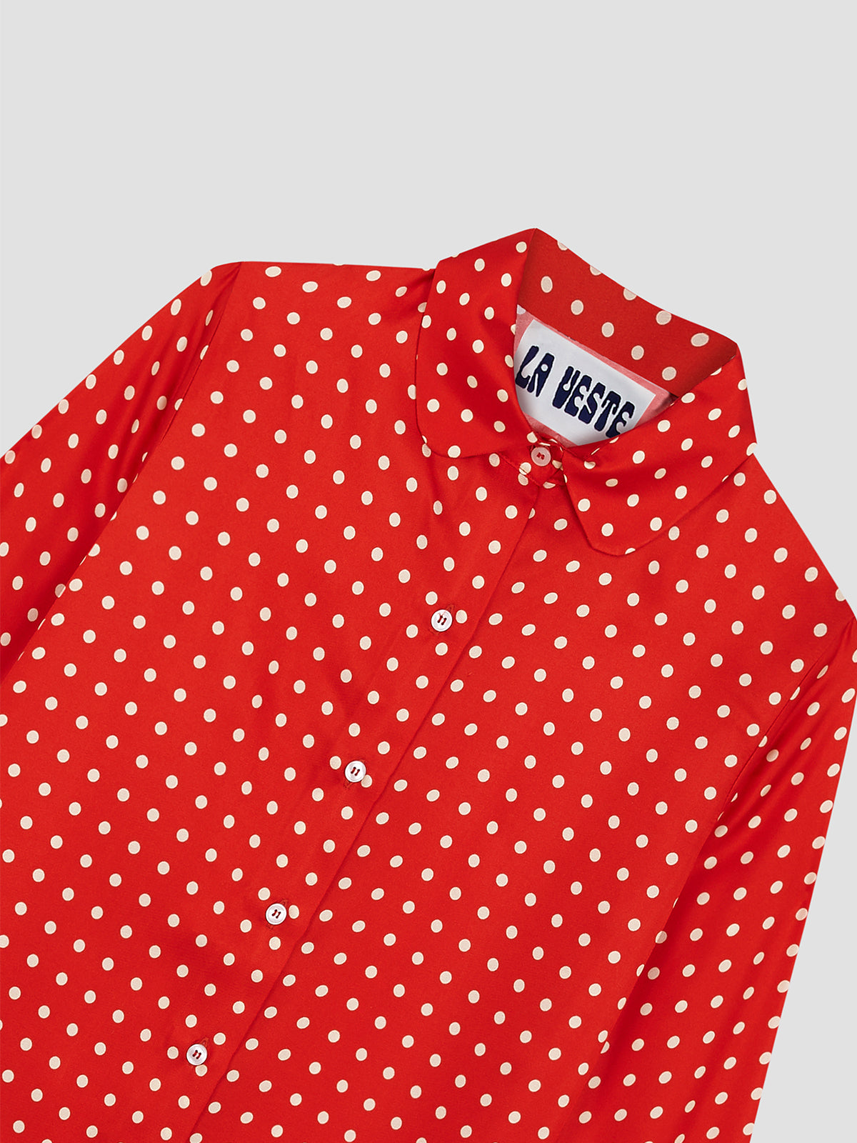 Shelby Silk Polka Dots Shirt Red
