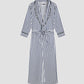 Striped blue housecoat with belt