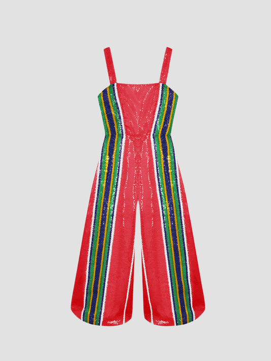 Pippi Sequin Jumpsuit Red