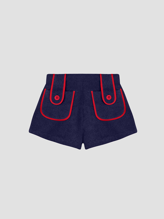 Carambola Towel Short  Navy and Red