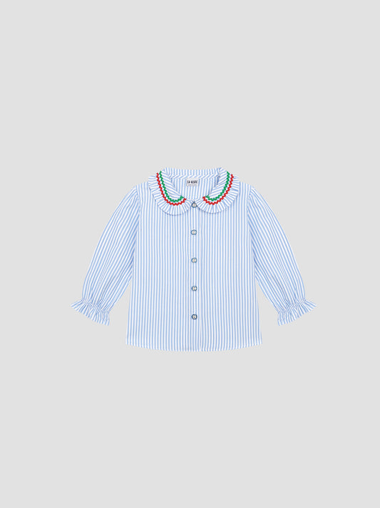 Mini School Shirt Striped Celeste