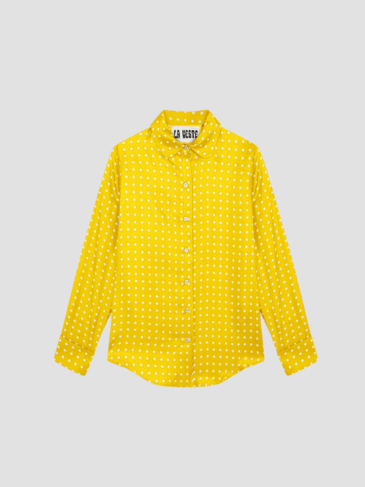 Shelby Silk Polka Dots Shirt Yellow
