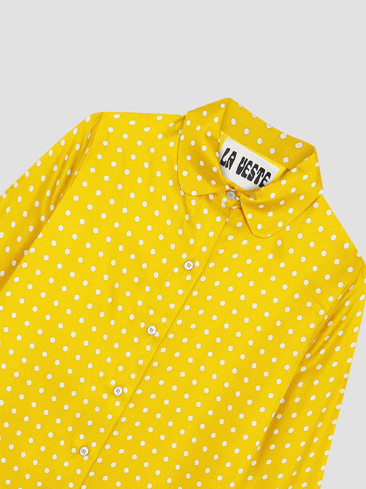 Shelby Silk Polka Dots Shirt Yellow