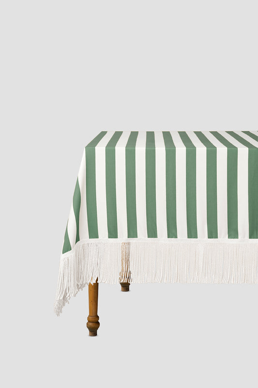 Fringed Parasol Tablecloth Green