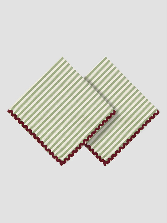 Napkin Vertical Stripe Green