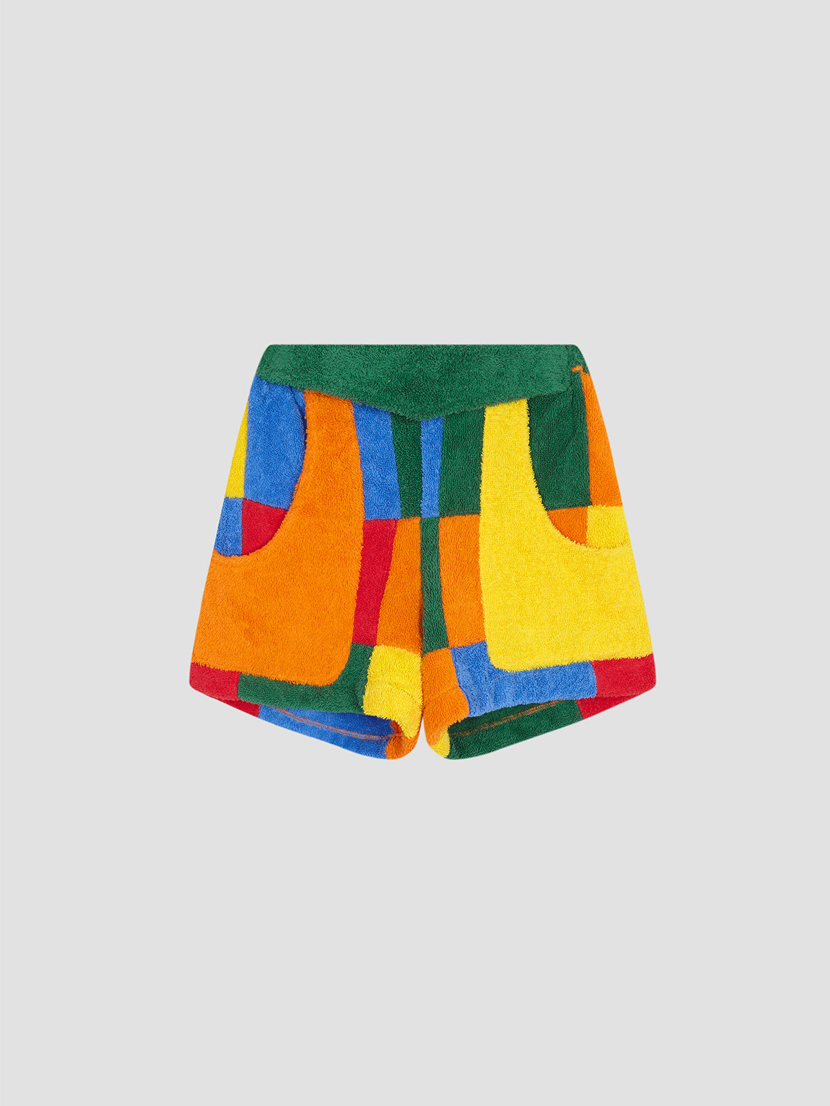 Color: Multicolor.  Multicolor shorts made of towel fabric.  Regular fit.  Short length. Medium waist.  Elastic waistband. It has two side pockets.