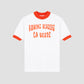 White tee shirt with orange details