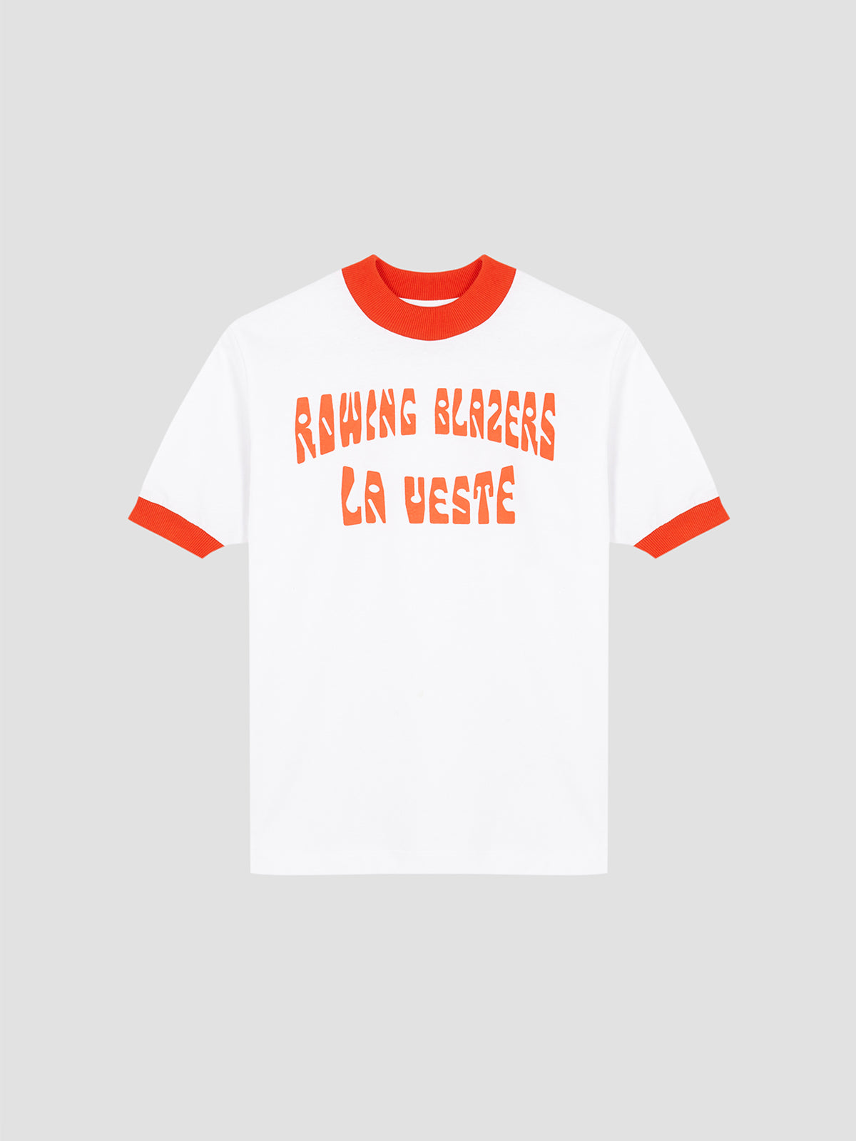 White tee shirt with orange details