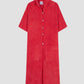 Red towel long kimono with two front pockets. Opened sides closed by detailed buttons.     Handmade in Spain. 