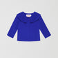 Silk Shirt Marine is a dark blue silk shirt for women with V-neckline and pleated front in the same color.